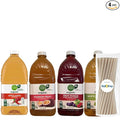 Simple Truth Organic Variety Pack Fruit Juice 64 fl oz Plastic Bottles 4 Pack + 15 Sugarcane Disposable Straws by KOOL8SHOP Infinite Deals