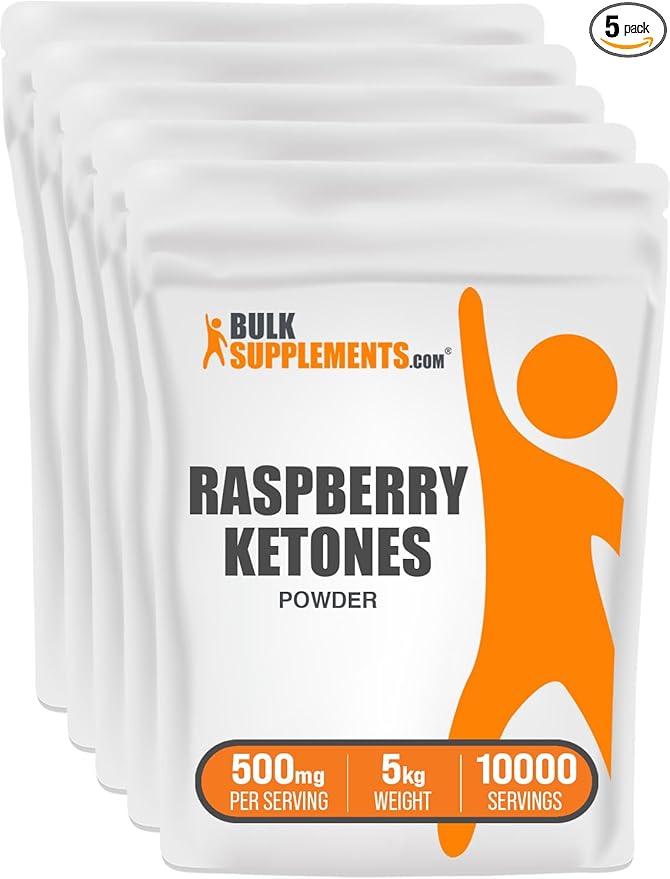 BulkSupplements.com Raspberry Ketones Powder - Raspberry Ketones Supplement Antioxidant Source - for Energy Support Gluten Free 500mg per Serving 5kg (11 lbs) (Pack of 5)