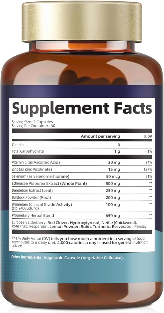 Totaria Lymphatic Drainage - Reduce Lymph Swelling with Echinacea Dandelion Burdock Bromelain Vitamin C Zinc Selenium Proprietary Herbal Blend Lymph MD System Support 120 Counts
