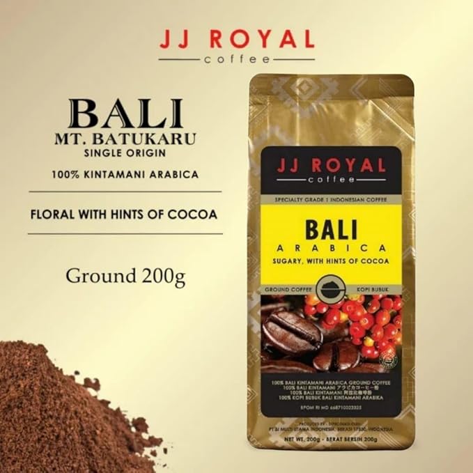 JJ Royal Coffee Bali Arabica 200g Ground Coffee (Pack of 2)