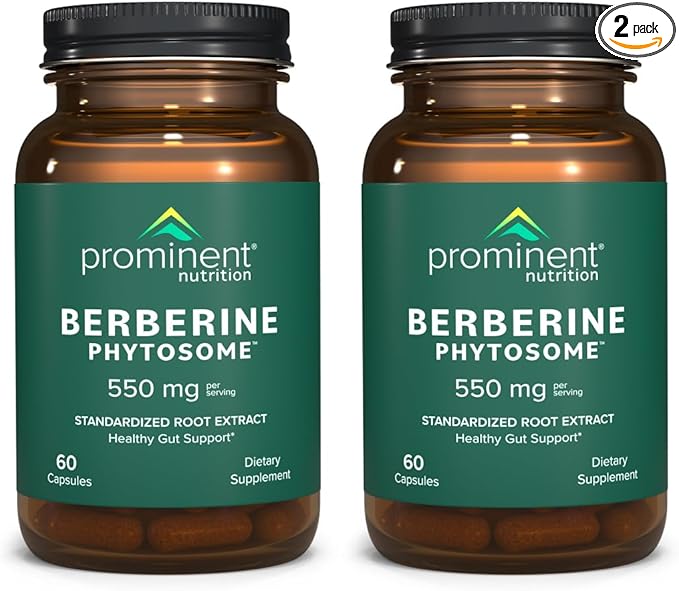 Prominent Nutrition Berberine Phytosome Supplement Healthy Gut Support 550 mg 60 Count - 2 Pack