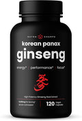 NutraChamps Korean Red Panax Ginseng Capsules | Extra Strength Ginsenosides for Energy Focus Performance Vitality &amp Immune Support | Korean Ginseng Root Extract (120 Red)