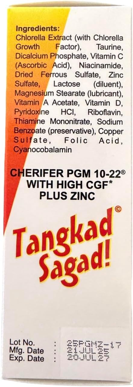 Cherifer PGM 10-22 Capsules with Zinc for Teenagers with Chlorella Growth Factorand Taurine 30 Capsules