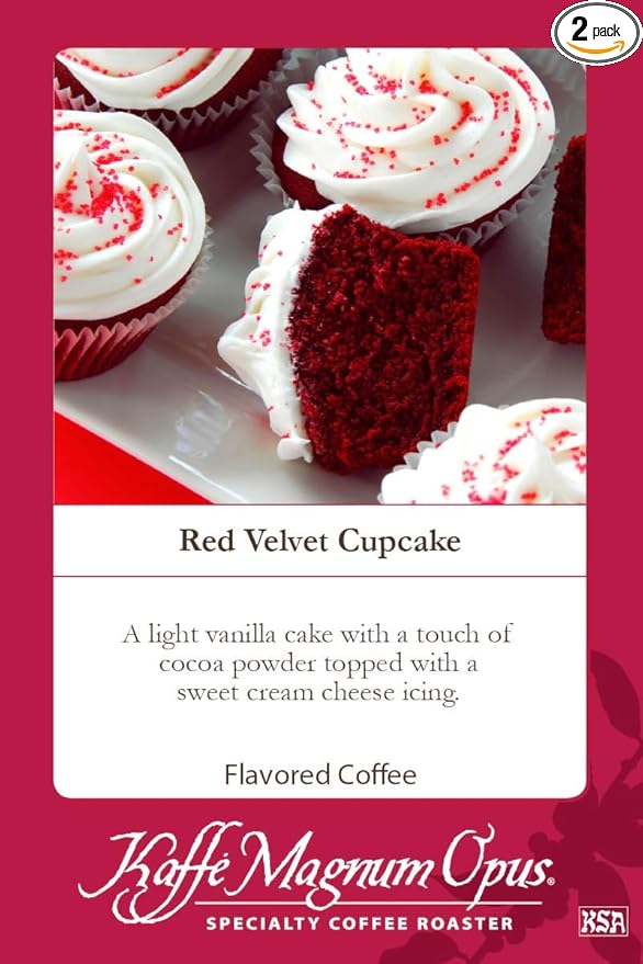 Kaffe Magnum Opus Ground Coffee Red Velvet Cupcake 2 Packs of 5 lb Each Gourmet Dessert Flavor