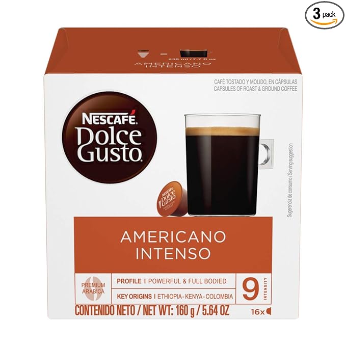 Nestle Coffee mate Dolce Gusto Nescafe Pods Americano Intenso 16 Count Pack of 3