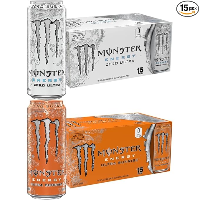 Monster Energy Zero Ultra &amp Ultra Sunrise Variety Pack 30 Cans | 15 of Each Flavor 16oz Cans