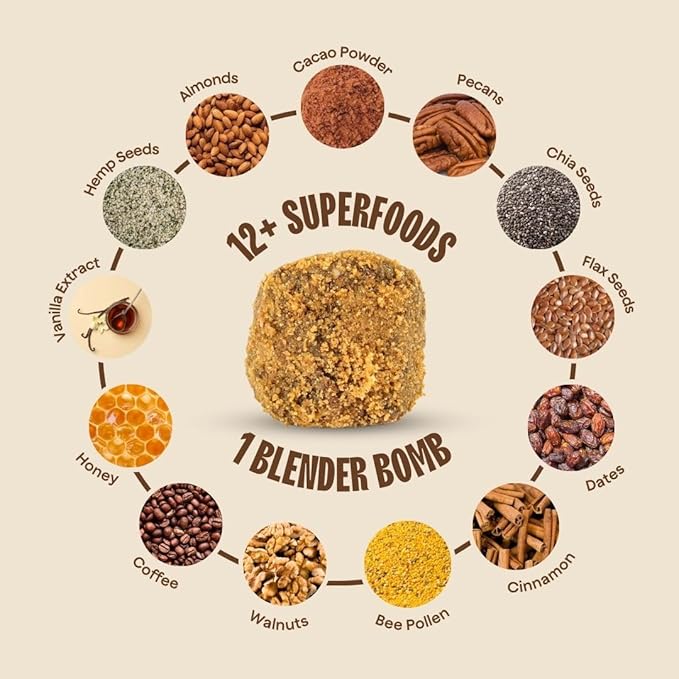 The Bomb Co. Blender Bomb The OG &amp Java Jolt High Fiber Smoothie Supplement With Superfoods &amp Amino Acids Smoothie Mix With Hemp Flax and Chia Seeds 20 Servings