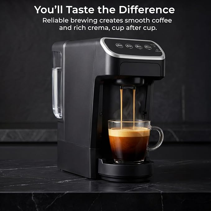 Coffee Machine – Compatible with Senseo Pods – Fast Brewing Single-Serve Coffee Maker with Rich Flavor Extraction Crema Layer Space-Saving Sleek Design Barista-Quality Taste