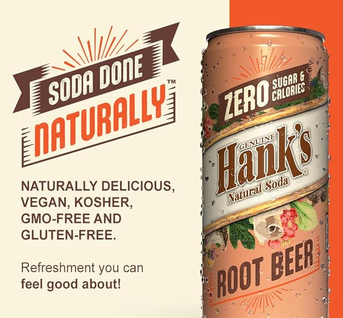 Hank's Soda Zero Variety Pack Root Beer Pompelmo Citrus Mexicola Irish Ginger Ale 12 Cans