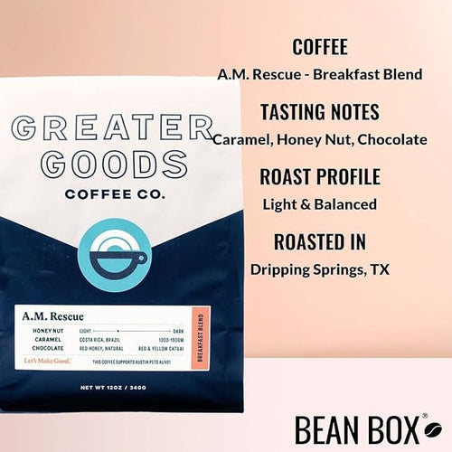 A.M. Rescue - Breakfast Blend - Roasted by Greater Goods Coffee Co. - Freshly Ground Coffee - 2 Pound Bag