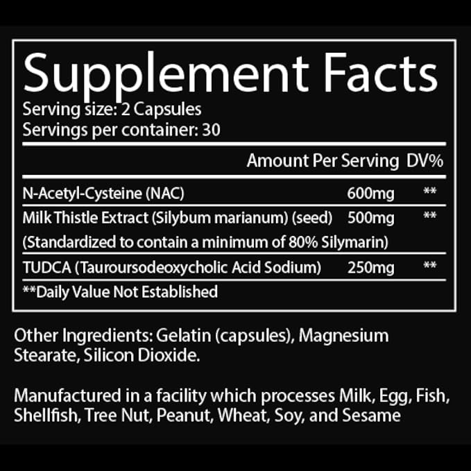 Troponin Nutrition QRF Liver Support Supplement - NAC 600mg TUDCA &amp Milk Thistle Extract - Liver Cleanse Detox &amp Repair Bile Flow Glutathione Booster - 60 Capsules