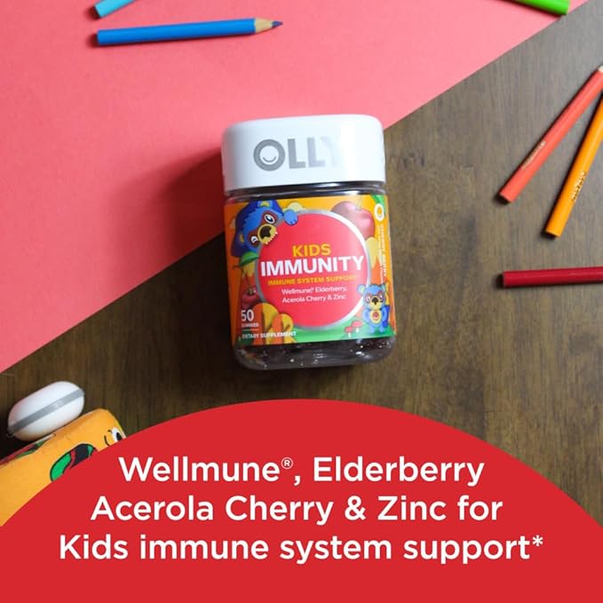 OLLY Kids Sleep &amp Immunity Gummy Melatonin Wellmune Elderberry 50 Count