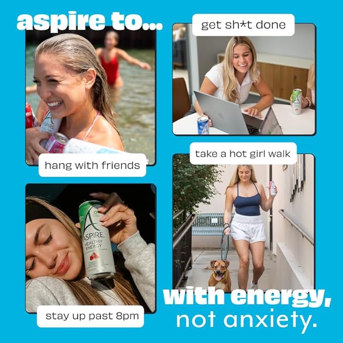 ASPIRE® Fruit Punch Healthy Energy Drink 80mg Natural Caffeine Zero Sugar No Carbs Keto Friendly 24 Pack Green Tea Sugar Free Drink Low Caffeine Zero Calorie