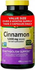 Cinnamon 1000 mg Dietary Supplement – 400 Vegetarian Capsules (6+ Month Supply) – Supports Healthy Metabolism &amp Wellness – Non-GMO Gluten Free No Artificial Colors or Flavors