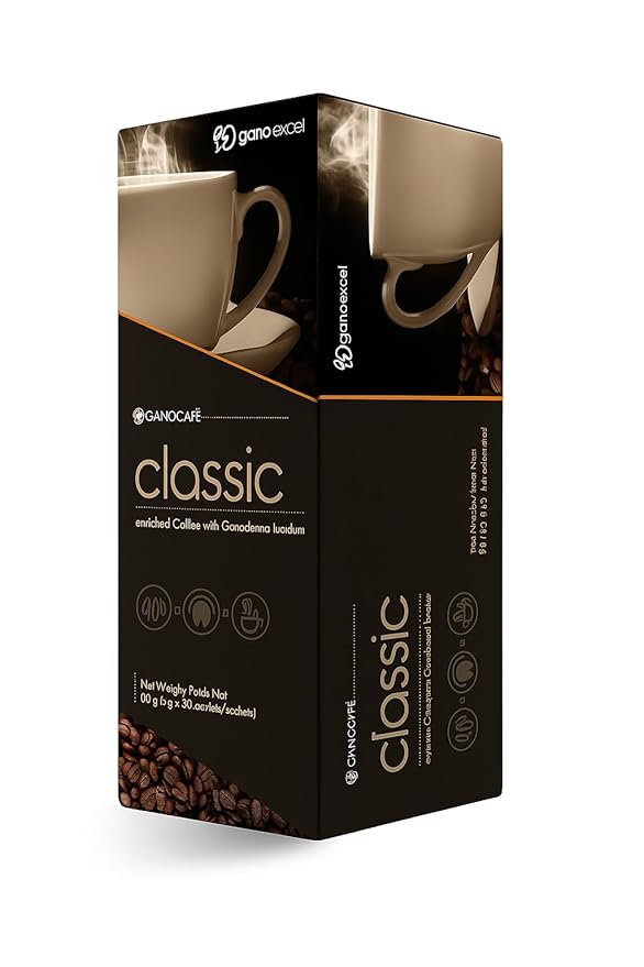 Ganoderma Lucidum Classic Black Coffee – 20 Sachets | Instant Reishi Mushroom Coffee | Sugar-Free Smooth &amp Bold Flavor | Herbal Coffee Drink