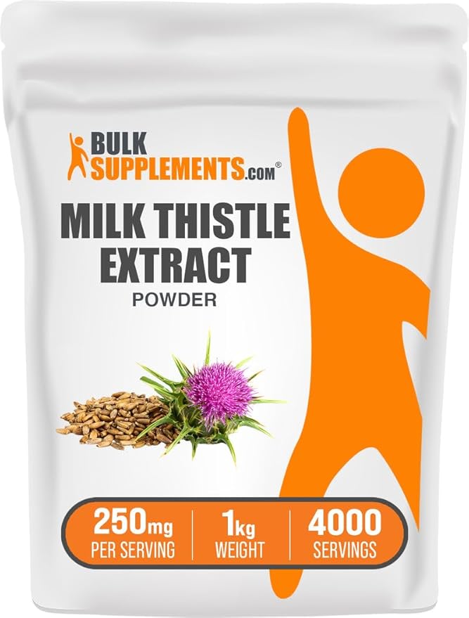 BulkSupplements.com Milk Thistle Extract Powder - Herbal Supplement Milk Thistle Supplement - Gluten Free 250mg per Serving 1kg (2.2 lbs) (Pack of 1)