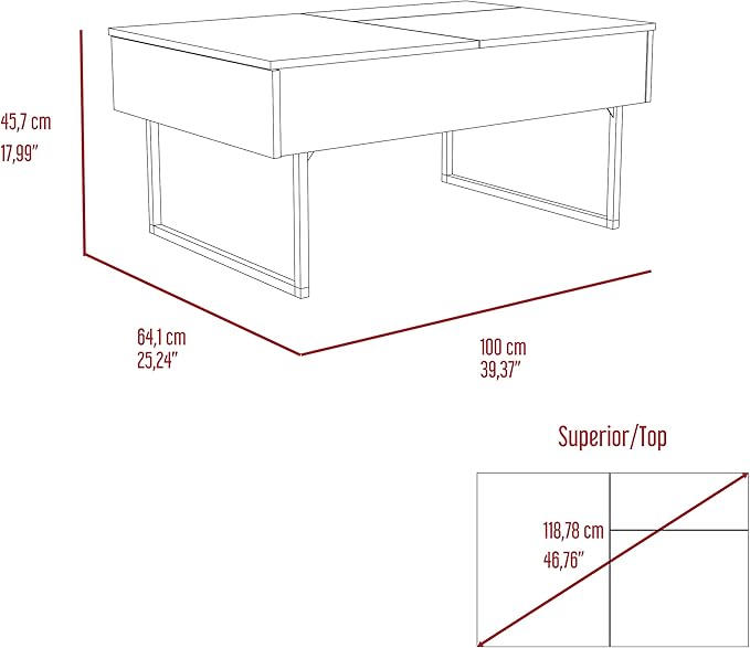 Lift Top Coffee Two Legs One Drawer Espresso