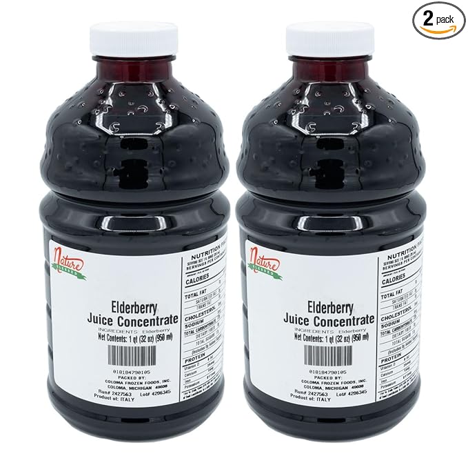 Nature Blessed 100% Pure Elderberry Fruit Juice Concentrate - 2 Quarts (2/32 fl oz bottes) Perfect for Mead Wine Brewing Ale