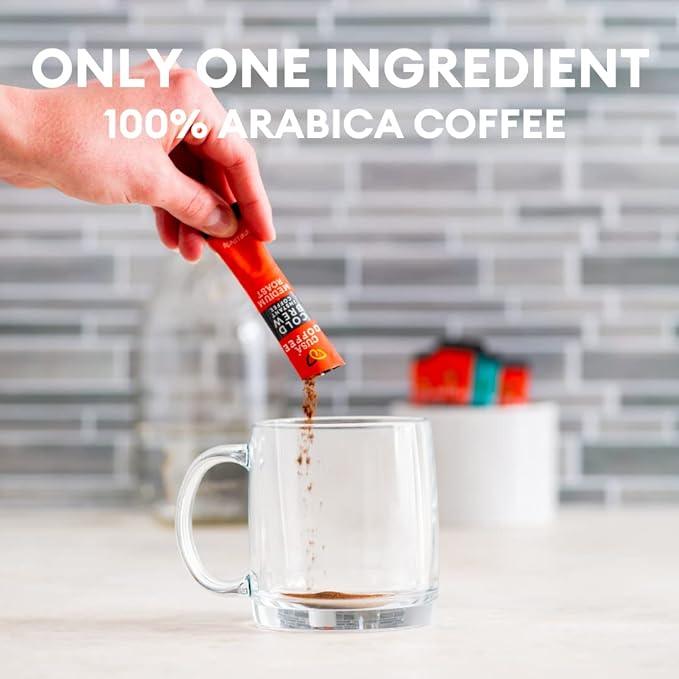 Cusa Tea &amp Coffee | Premium Instant Medium Roast | Rainforest Alliance Certified Arabica Beans | Hot or Cold Brew Drink Mix Packets (30 Single Servings)