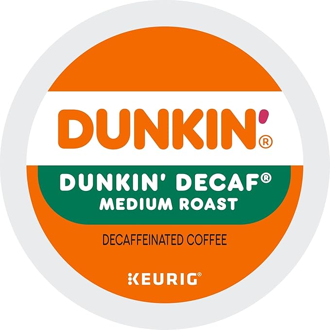 Dunkin' Donuts Decaf Keurig Single-Serve K-Cup Pods Medium Roast 22 Pods Per Pack Case Of 4 Packs