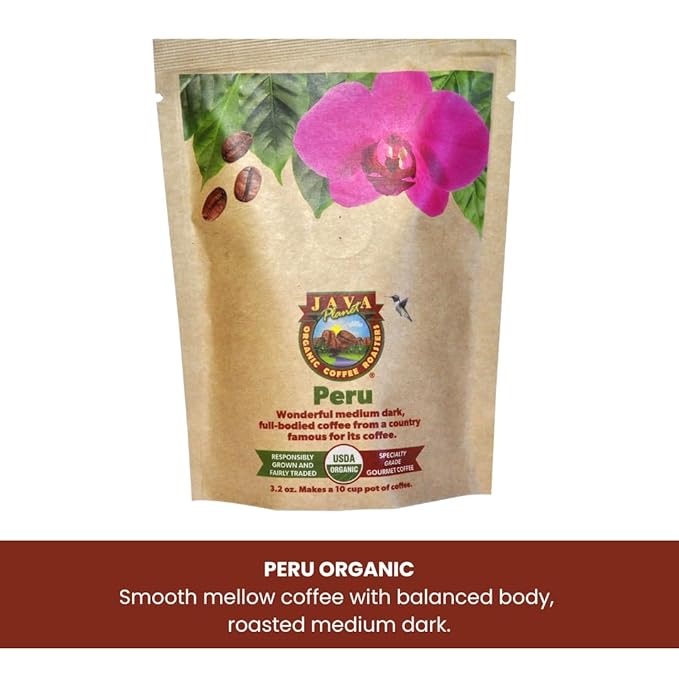 Java Planet Coffee Gift Basket Sampler Set for Coffee Lovers in Linen Bag: Low Acid Organic Beans: Whole Bean Mold-Free &amp Stomach Friendly - Arabica Gourmet 1.32 LBs (19.2 oz) packaged in 6 Ba