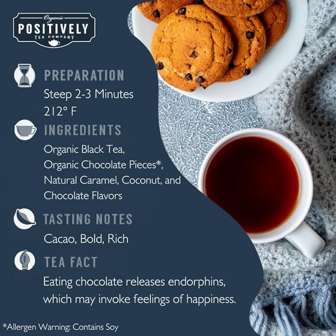 Organic Positively Tea Company Choco Coco Joy Black Tea Loose Leaf 16 Ounce