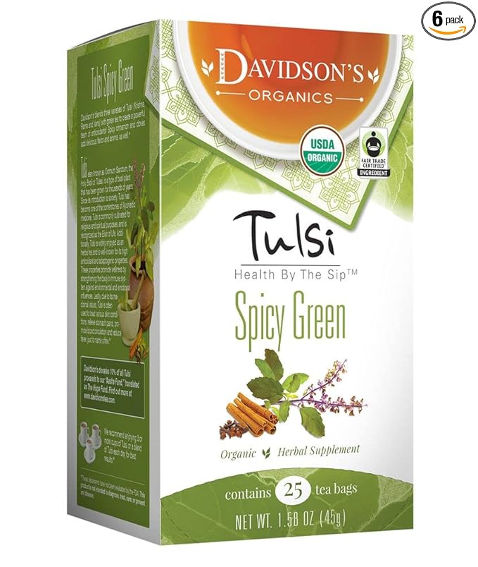 Davidson's Organics Tulsi Spicy Green 25-count Tea Bags Pack of 6
