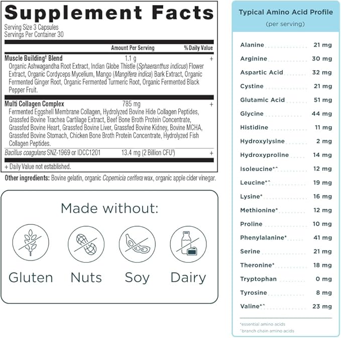 Ancient Nutrition Multi Collagen Peptides Capsules Joint &amp Mobility 45 Count + Multi Collagen Advanced Capsules Muscle 90 Count