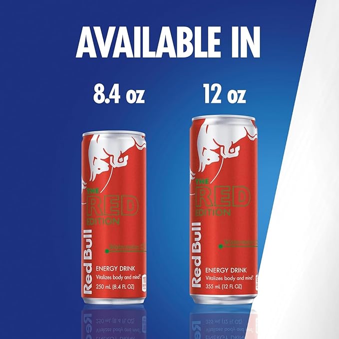 Red Bull Red Edition Energy Drink Watermelon with 80mg Caffeine plus Taurine &amp B Vitamins 8.4 Fl Oz Pack of 12 Cans