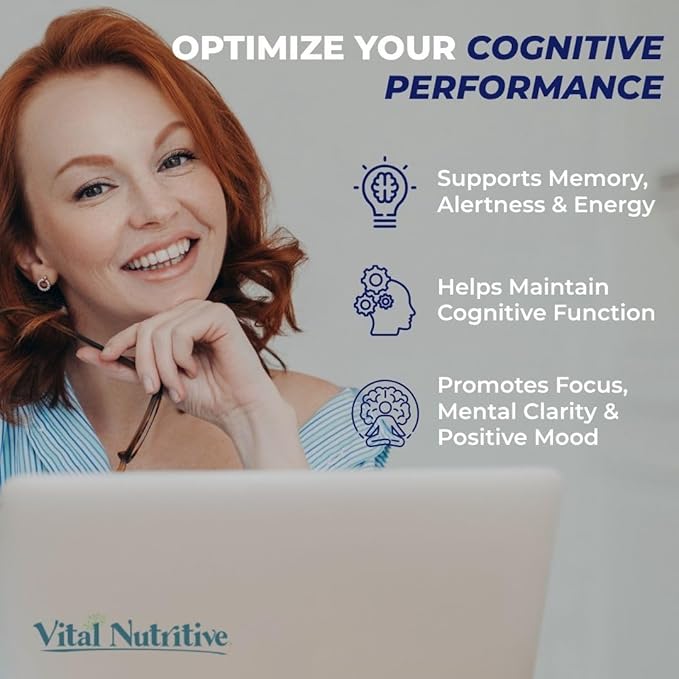 Vital Nootropic 12-in-1 Brain Supplement for Memory Focus &amp Energy Support – L-Tyrosine Bacopa Rhodiola Caffeine B Vitamins – Cognitive Balance Capsules for Men &amp Women-30 Days Supply