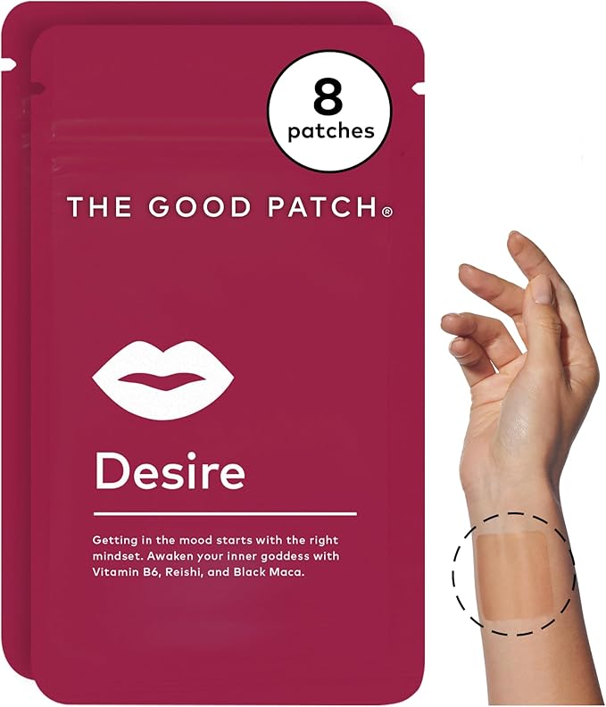 The Good Patch Desire Sexual Wellness Patches Get in the Mood Natural with Vitamin B6 Reishi Black Maca Plant Powered Wearable Wellness Botanical and Vitamin (8 Total Patches)