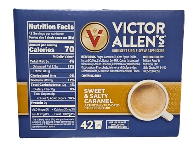 Indulgent Sweet &amp Salty Caramel Cappuccino Single Serve Cups - 42 Count w/ 5 RECIPES (Package May Vary)