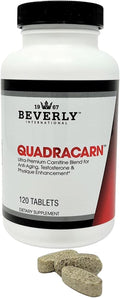 Beverly International Quadracarn 4X-Potency Lab Tested Ultra-Premium Carnitine Blend for Fat Loss Muscle Definition Metabolism Mood Energy Boost Anti-Aging Brain Function. 120 Tablets.