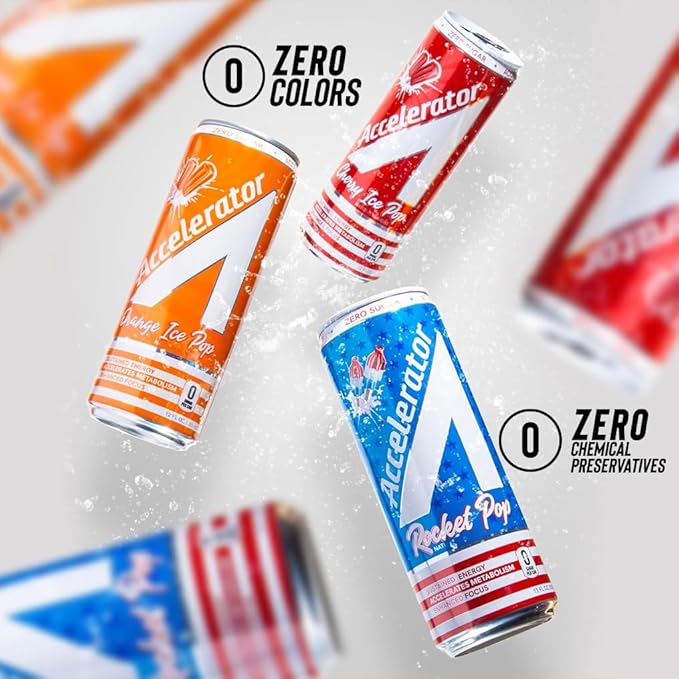 Accelerator Energy Drink Ultimate Variety Pack 12oz can (12 pack) Zero Sugar Sustained Energy from 100% Natural Caffeine (200mg from Green Coffee Bean &amp Green Tea extract)