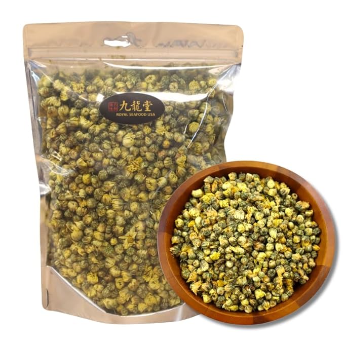 Royal Seafood USA Premium Dried Chinese Chrysanthemum Tea 8oz Dried Chrysanthemum Chinese herbal tea flower tea Caffeine free 九龍堂 菊花茶 干菊花 杭州菊花茶 去火