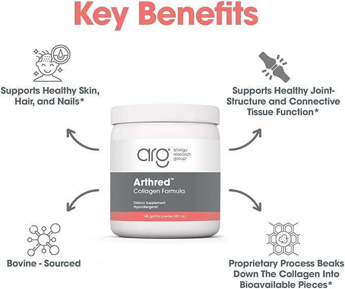 Nutricology Arthred Supplement - Collagen Powder for Men &amp Women 10.5g Collagen Peptides Bovine Sourced Arthred Powder Collagen Formula Hydrolyzed Collagen - 8.5 Oz