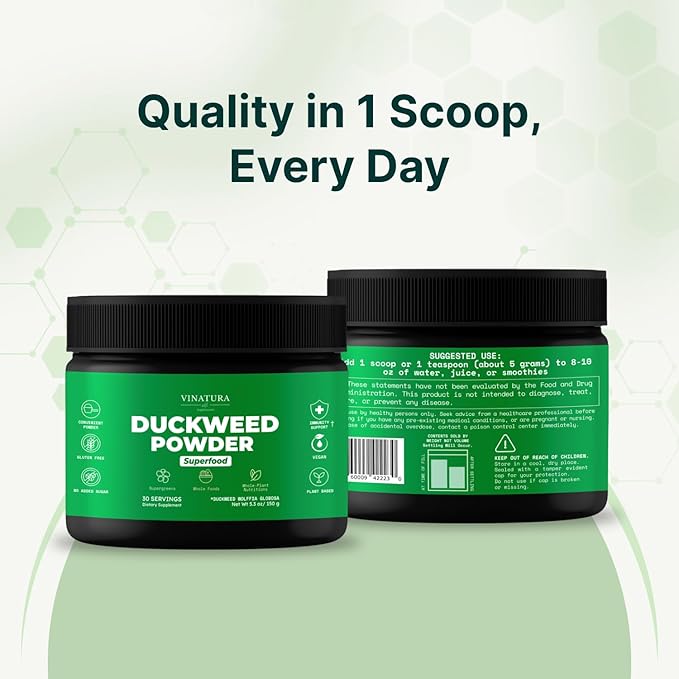 VINATURA Duckweed Powder - Duckweed Supplement Superfood Digestive Health Fiber-Superfood Powder of Wolffia Globosa