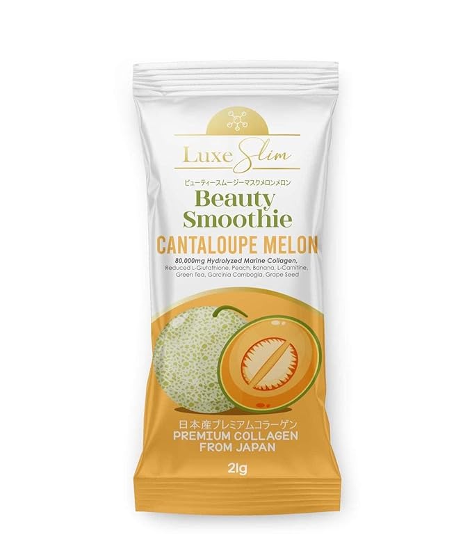 Beauty Smoothie Cantaloupe Melon 80000mg Hydrolyzed Marine Collagen 21gx10 Sachets 7.4075 Ounce