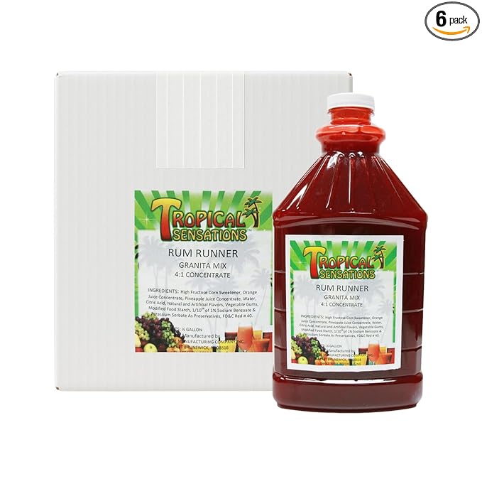 Tropical Sensations Rum Runner Granita Slushie Mix – 6 Bottles 64 oz Each – Non-Alcoholic Frozen Drink Mix for Slush Machines – Bulk Case