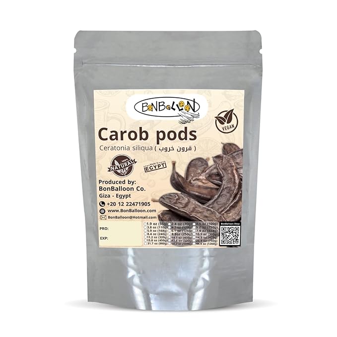 bonballoon Organic Raw Pure Natural Food 20 Pcs Carob Pods Whole ( 12 oz / 340 gm ) Ingredients Ceratonia Siliqua Caesalpinioideae Fabaceae Non Gmo Herbies Herbs Better Herbal Spices Eat Or Drink