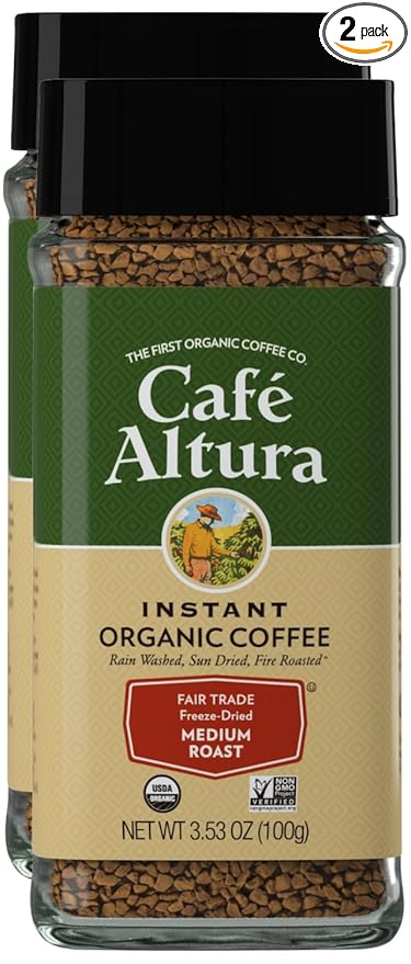 Cafe Altura Freeze Dried Instant Organic Coffee 3.53 oz Jar (Pack Of 2)