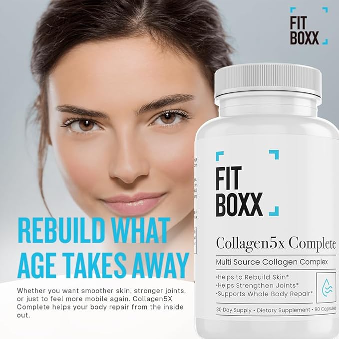 Collagen5X Complete | Multi-Source Collagen Types I II III V &amp X | Skin Joint Hair &amp Bone Support | 90 Capsules