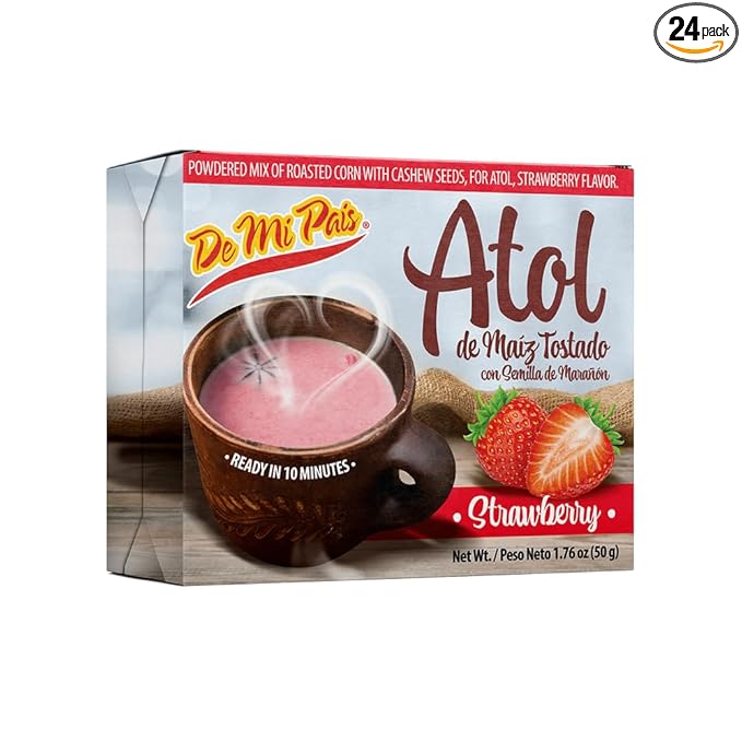 De Mi Pais Atol Drink Mix Strawberry Flavored 1.76oz/ Bebida de Atol Sabor a Fresa 1.76oz (24)