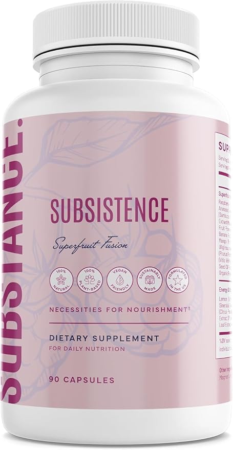 SUBSTANCE. Nature’s Subsistence Daily Fruits Supplement – Organic Superfruit Blend with Acai Pomegranate Aloe Vera &amp 20+ Fruits – Natural Antioxidant &amp Immune Support Supplement – 30 Serving