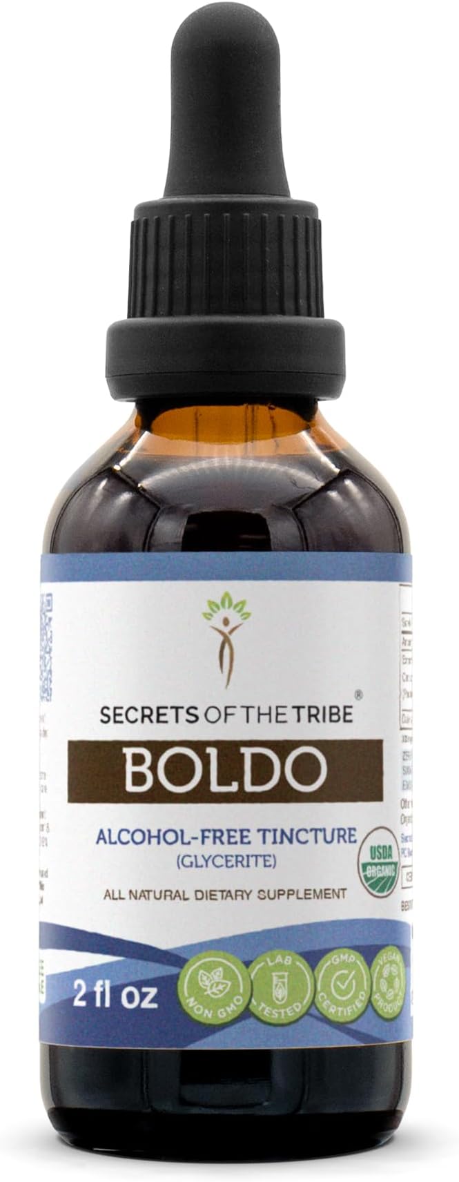 Secrets of the Tribe Boldo USDA Organic | Alcohol-Free Extract High-Potency Herbal Drops | Made from 100% Certified Organic Boldo (Peumus boldus) Dried Leaf (2 oz)