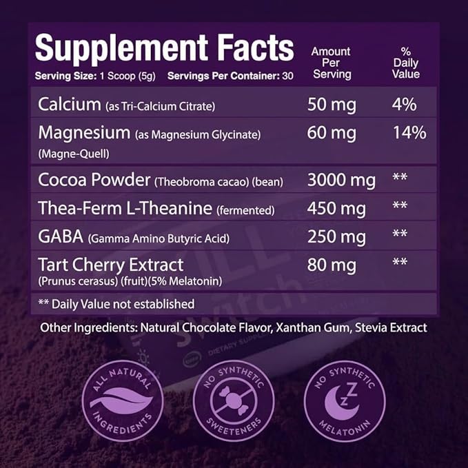 SWITCH Killswitch Sleep Aid for Adults – Fall Asleep Fast &amp Wake Refreshed Sugar-Free Hot Chocolate Supplement - Magnesium Tart Cherry L-Theanine &amp More for Restful Sleep 30 Servings Made