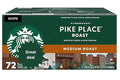 Starbuks Pike Place Roast Medium Roast K'Cup Pods 72 Count - Single-Serve Coffee Pods for kcups-Brewers - Smooth Balanced Flavor - Perfect for Morning Coffee