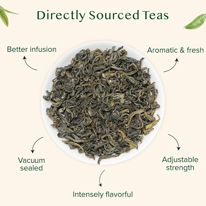 VAHDAM Green Tea Leaves From Himalayas 170+ Cups (12oz) High Elevation Grown Green Tea Leaves From Himalayas | Pure Unblended Single Origin Green Loose Leaf Tea | Vacuum Sealed