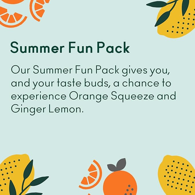OLIPOP - Summer Fun Variety Pack Orange Squeeze &amp Lemon Ginger Healthy Soda Variety Pack Prebiotic Soft Drink Supports Digestive Health High Fiber Low Calorie Low Sugar (12 oz 12-Pack)