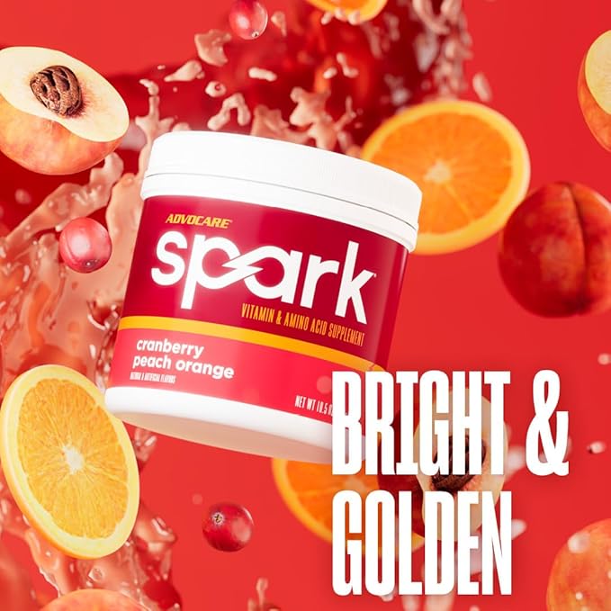 AdvoCare Spark - Energy Drink Mix - Vitamin &amp Amino Acid Supplement - Supports Energy &amp Focus - Portable Immune Support - Sugar-Free - Cranberry Peach Orange (10.5 oz)